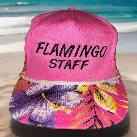Vintage Flamingo Staff Snapback Hat Cap - Picture 1 of 9